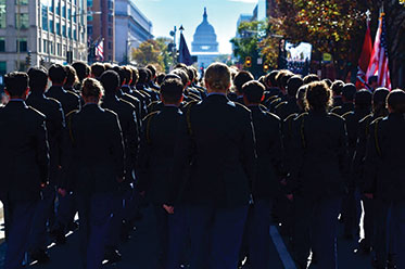 Students marching toward the Capitol Building Students marching toward the Capitol Building